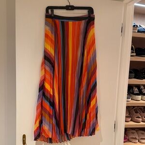 Milly Multicolor Striped Pleated Maxi Skirt
